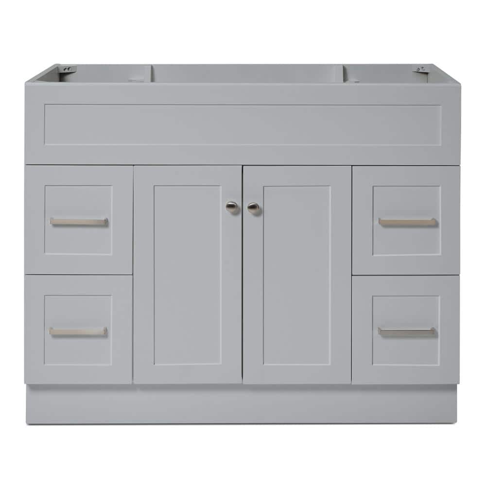 Hamlet 42-Inch Grey Freestanding Bathroom Vanity Cabinet with Brushed Nickel Hardware