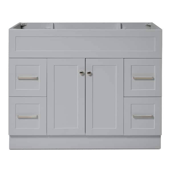 ARIEL Hamlet 42 in. W x 21.5 in. D x 34.5 in. H Freestanding Bath Vanity Cabinet without Top in Grey