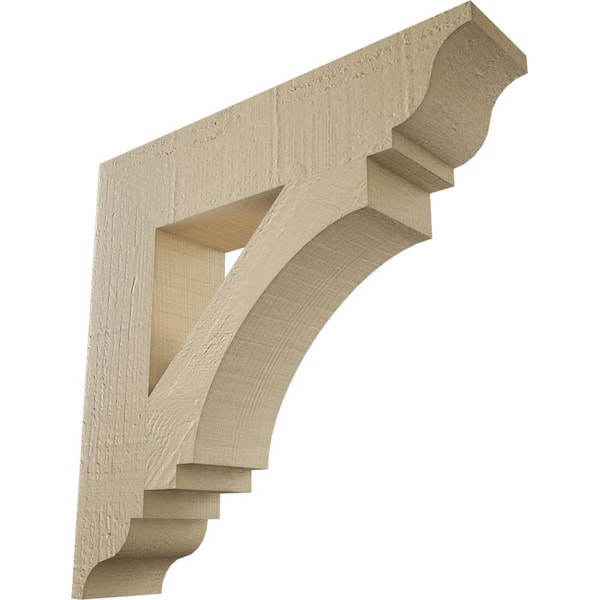Ekena Millwork 3.5 in. x 16 in. x 16 in. Imperial Traditional Rough Cedar Woodgrain Timberthane Polyurethane Bracket, Primed Tan