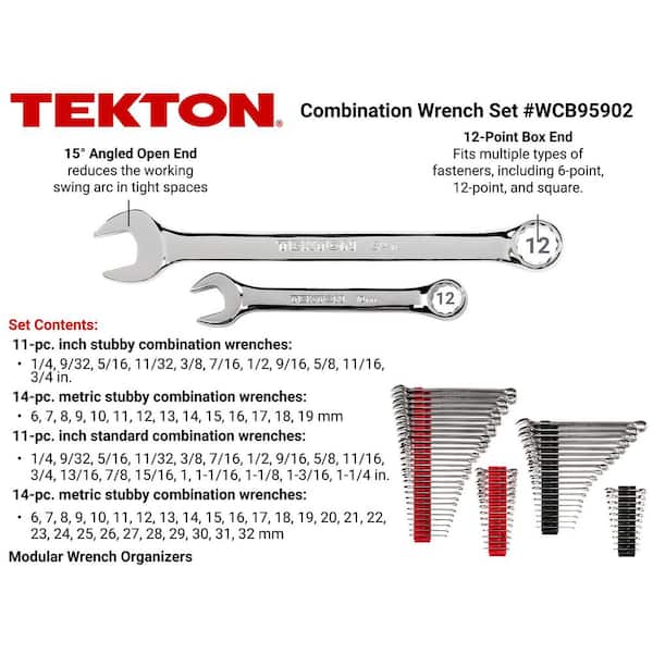 1/4 - 1-1/4 in., 6 - 32 mm Stubby and Standard Length Combination Wrench Set with Modular Slotted Organizer (71-Piece)