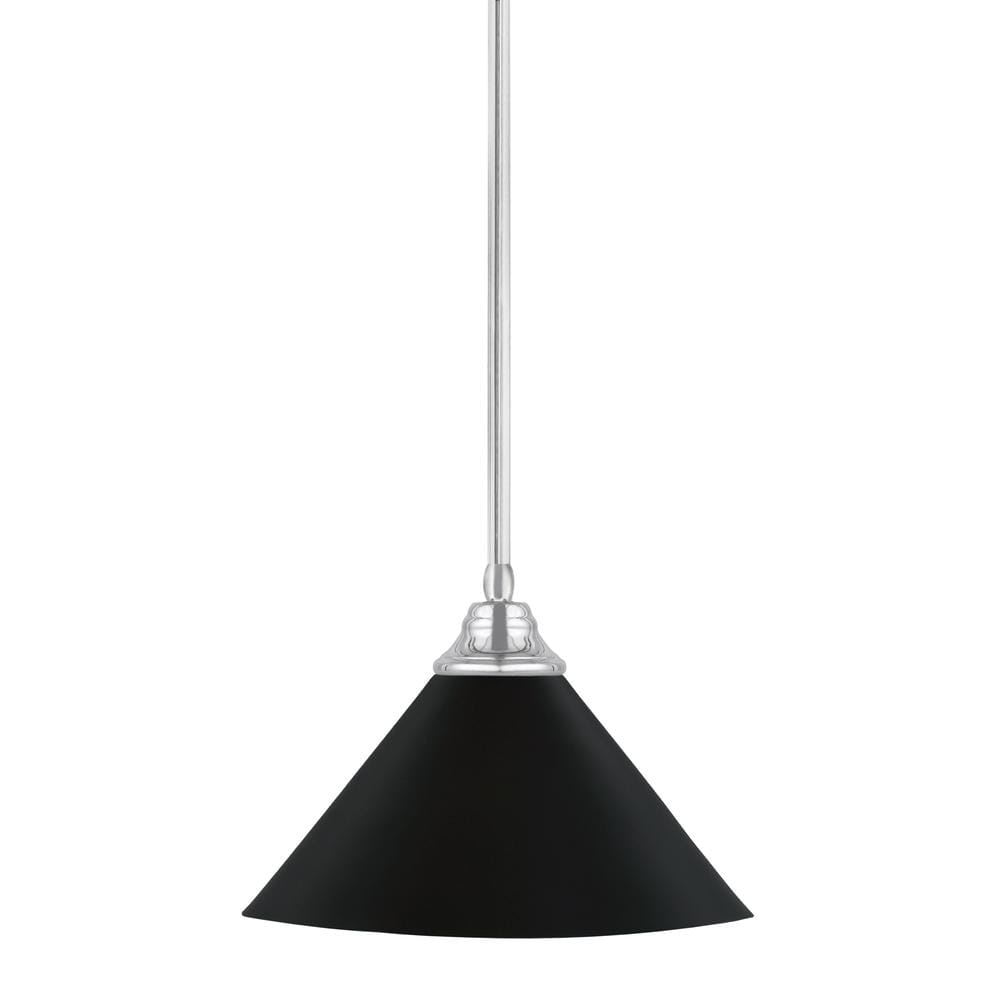 Sparta 100-Watt 1 Light Chrome Shaded Pendant Light with 14 in. Matte Black