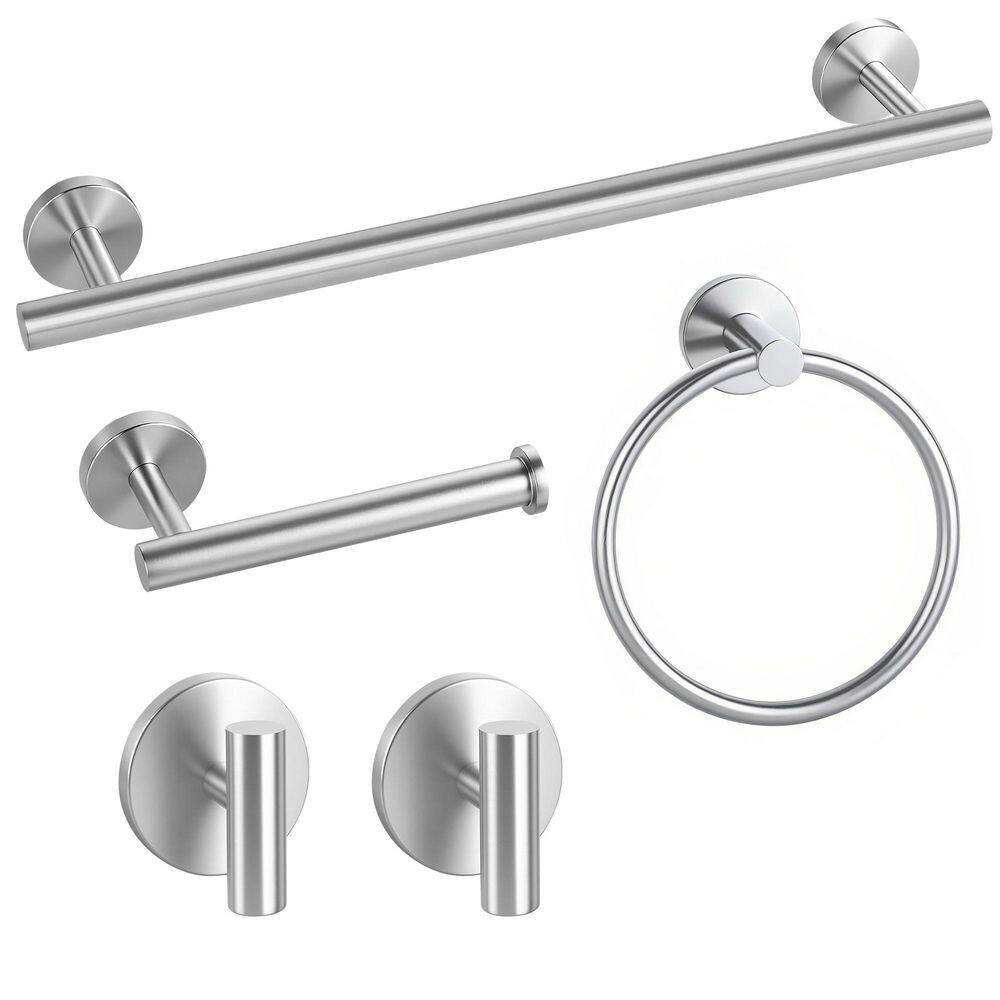 5 Piece Bathroom Hardware Set with Towel Bar, Toilet Paper Holder, Towel Hooks and Ring in Brushed Nickel price history on PriceWatchPro
