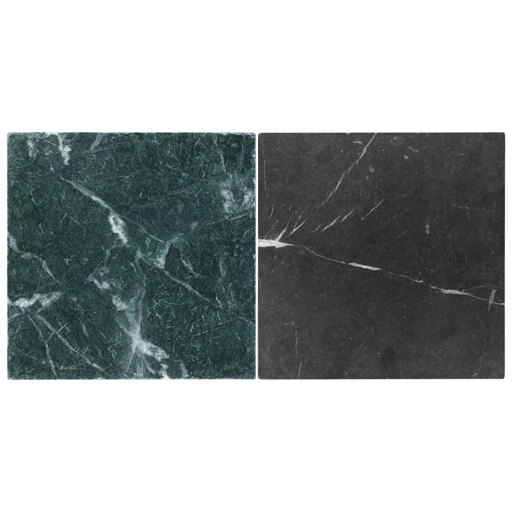 Heritage Nero and Verde 6 in. x 0.37 in. Tumbled Marble Checkerboard Floor and Wall Tile Sample price history on PriceWatchPro