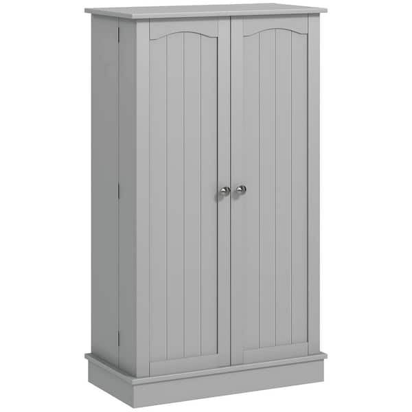23.60 in. W x 11.80 in. D x 40.9 in. H Gray Kitchen Cabinet Linen Cabinet with Adjustable Shelves, Racks and Doors