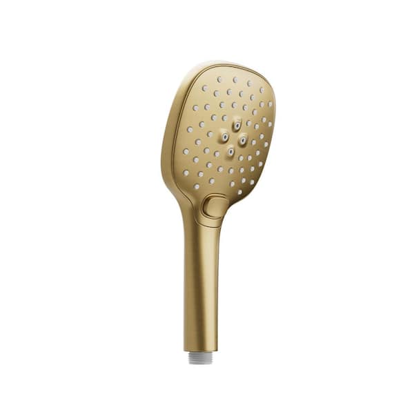 GRANDJOY Classic Rain 3-Spray Wall Mount Handheld Shower Head 1.8 GPM in Brushed Gold