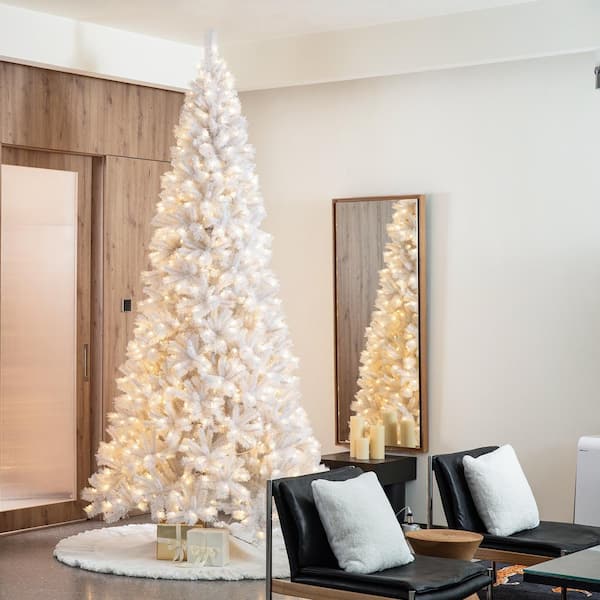 10 foot pre lit white christmas tree