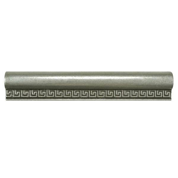 Merola Tile Contempo Greek Key Pewter Chair Rail 8 in. x 1-1/5 in. Metallic Wall Trim Tile