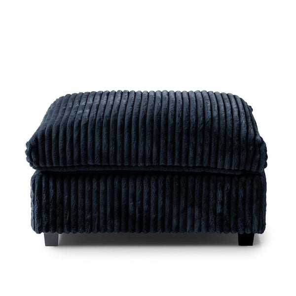 Magic Home 39.37 in. Black Armless Soft Faux Rabbit Fur Velvet Ottoman ...