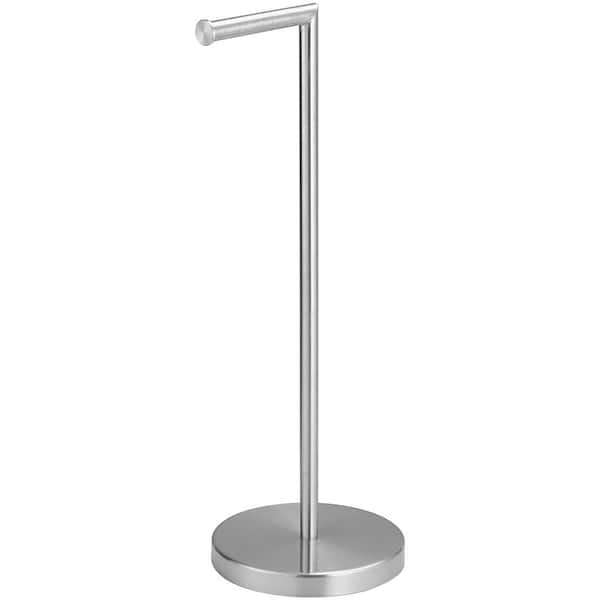 BWE Round Free Standing Toilet Paper Holder in Brushed Nickel