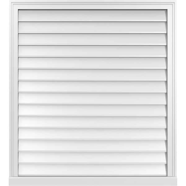 Ekena Millwork 38 in. x 42 in. Vertical Surface Mount PVC Gable Vent: Decorative with Brickmould Sill Frame