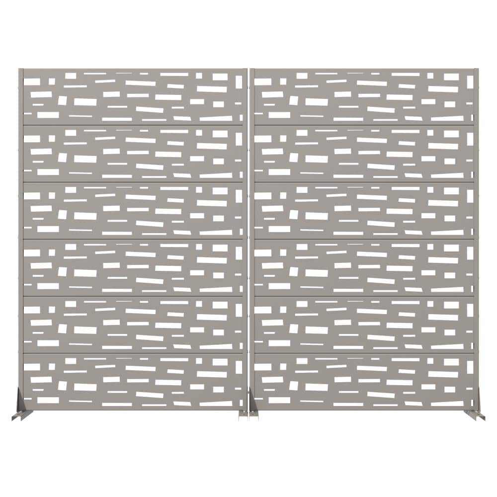 72 in. H x 47 in. W Outdoor Gray Galvanized Steel Decorative Garden Fence Privacy Screen (2-Pack) price history on PriceWatchPro