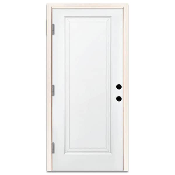 Steves & Sons 32 in. x 80 in. Element Series 1-Panel White Prime Steel Prehung Front Door with Right-Hand Outswing w/ 4-9/16 in. Frame