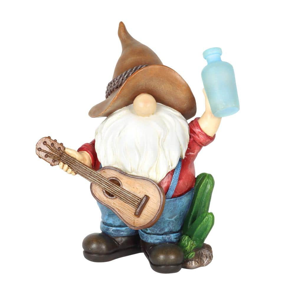 Exhart Solar Cowboy with Guitar and Glowing Bottle, 9 x 5 x 11 in ...