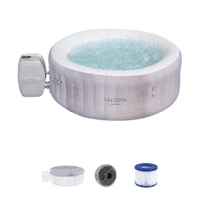 4-Person 120-Jet Inflatable Hot Tub with Cover, Pump, and 2-Filter Cartridges