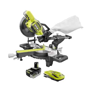 ONE+ 18V Cordless 7-1/4 in. Sliding Compound Miter Saw with HIGH PERFORMANCE Lithium-Ion 4.0 Ah Battery and 18V Charger
