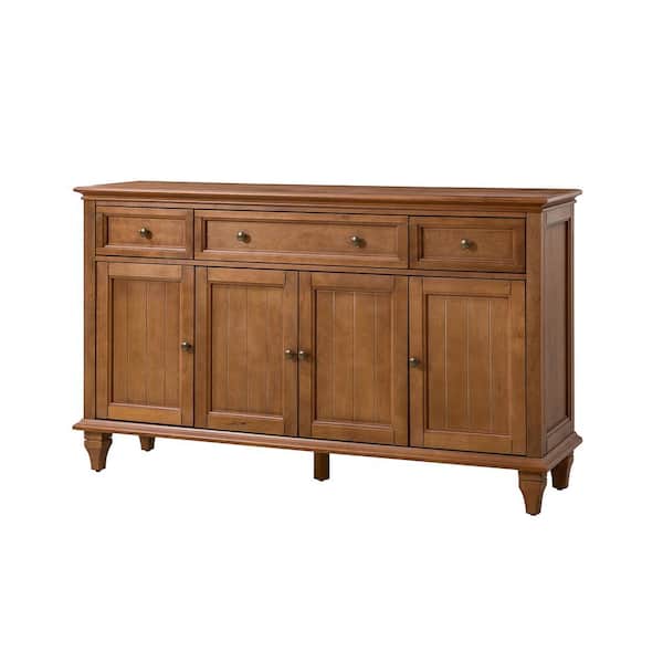 Rick Acorn Wood 58 in. W Sideboard with 3-Drawer Solid Wood Legs