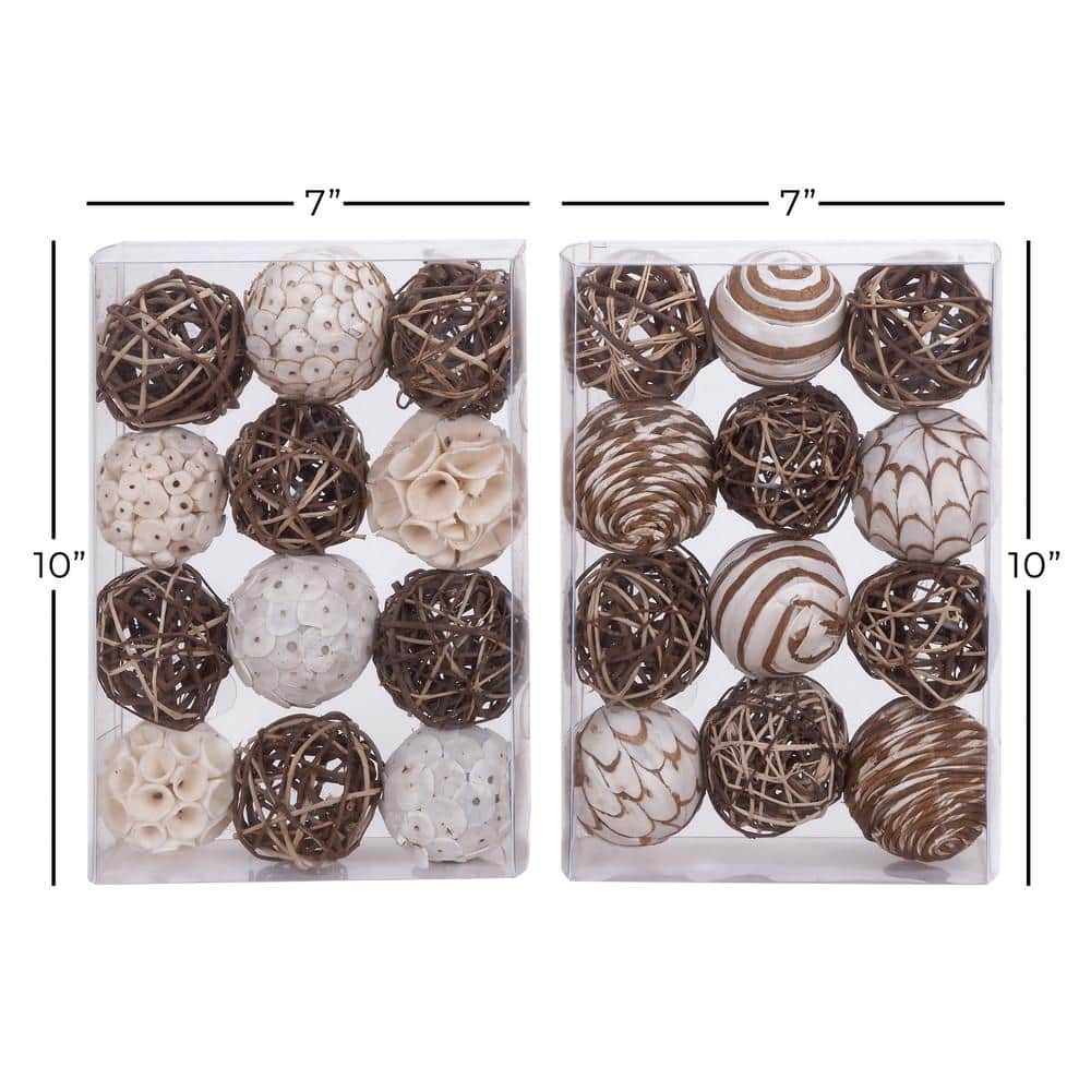 Brown and White Dried Plant Orbs Vase Filler Set