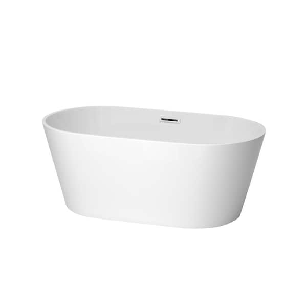 Unbranded 59 in. Acrylic Flatbottom Non-Whirlpool Bathtub in White