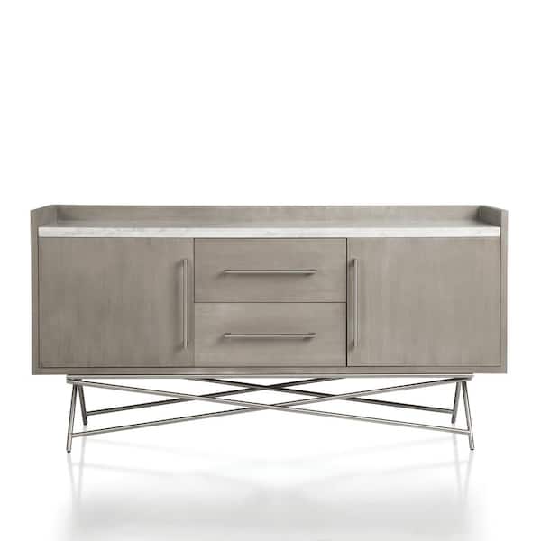 Modus Furniture Coral Antique Grey Sideboard with Natural Carrara Marble Top