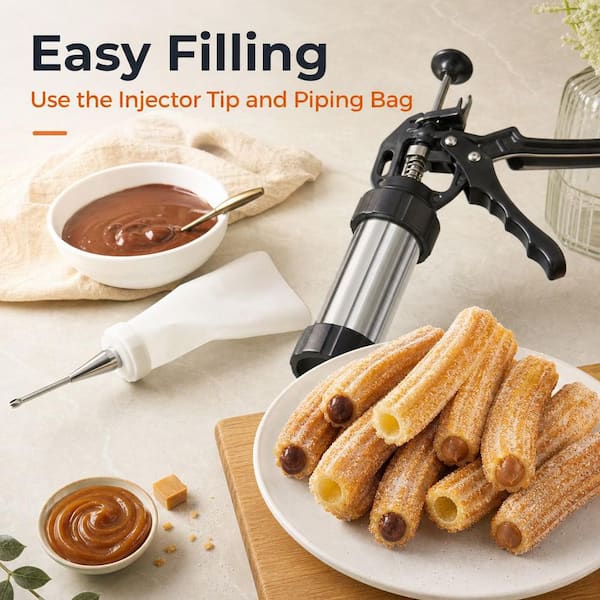 Wudkey Churro Maker Machine, 21-Piece Stainless Steel Churro Gun