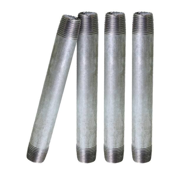 PLUMBFLEX 2-1/2 in. x 8 in. Galvanized Steel Nipple Pipe (4-Pack)