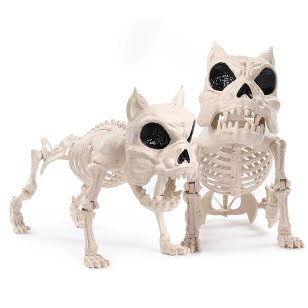 Joyfy 2Pcs 16" Posable Dog Skeleton Halloween Yard Decoration