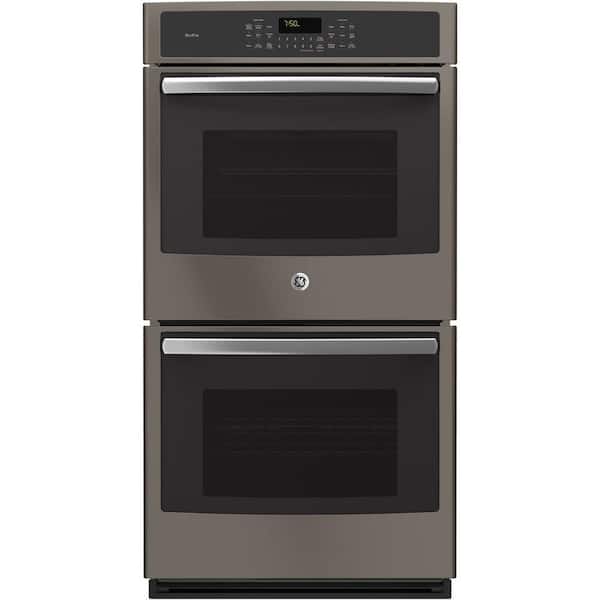 GE Profile 27 in. Double Electric Smart Wall Oven with Convection (Upper Oven) Self-Cleaning and Wi-Fi in Slate