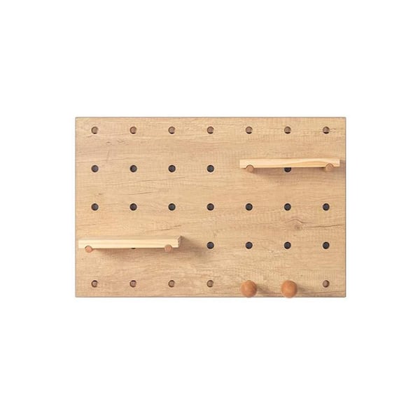 Unbranded 22.1 in. W x 1.5 in. D Brown Floating Decorative Wall Shelf Gates Rectangle Wall Shelf Unit Removable Hooks