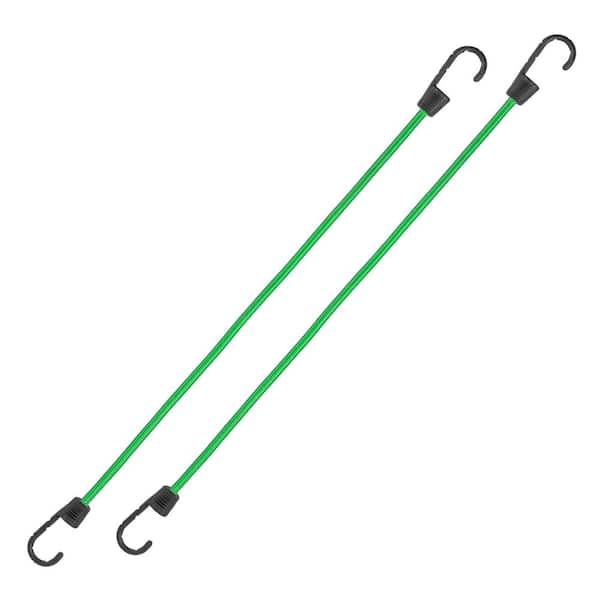 24 in. Standard Green Bungee Cord with Hooks - 2 pack