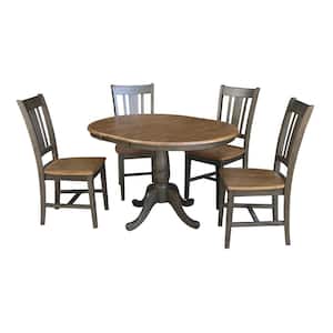 Laurel 5-Piece 36 in. Hickory/Coal Extendable Solid Wood Dining Set with San Remo Chairs