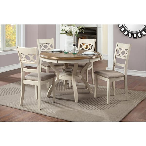 NEW CLASSIC HOME FURNISHINGS New Classic Furniture Cori 5-piece 47 in. Wood Top Round Dining Set, Bisque and Brown