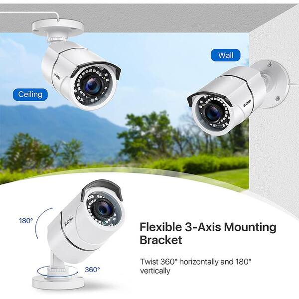 ZOSI Wired 1080p White Outdoor Bullet TVI Security Camera
