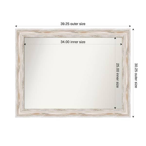 Amanti Art Alexandria Whitewash 39.25 in. x 30.25 in. Custom Non-Beveled Wood Framed Bathroom Vanity Wall Mirror