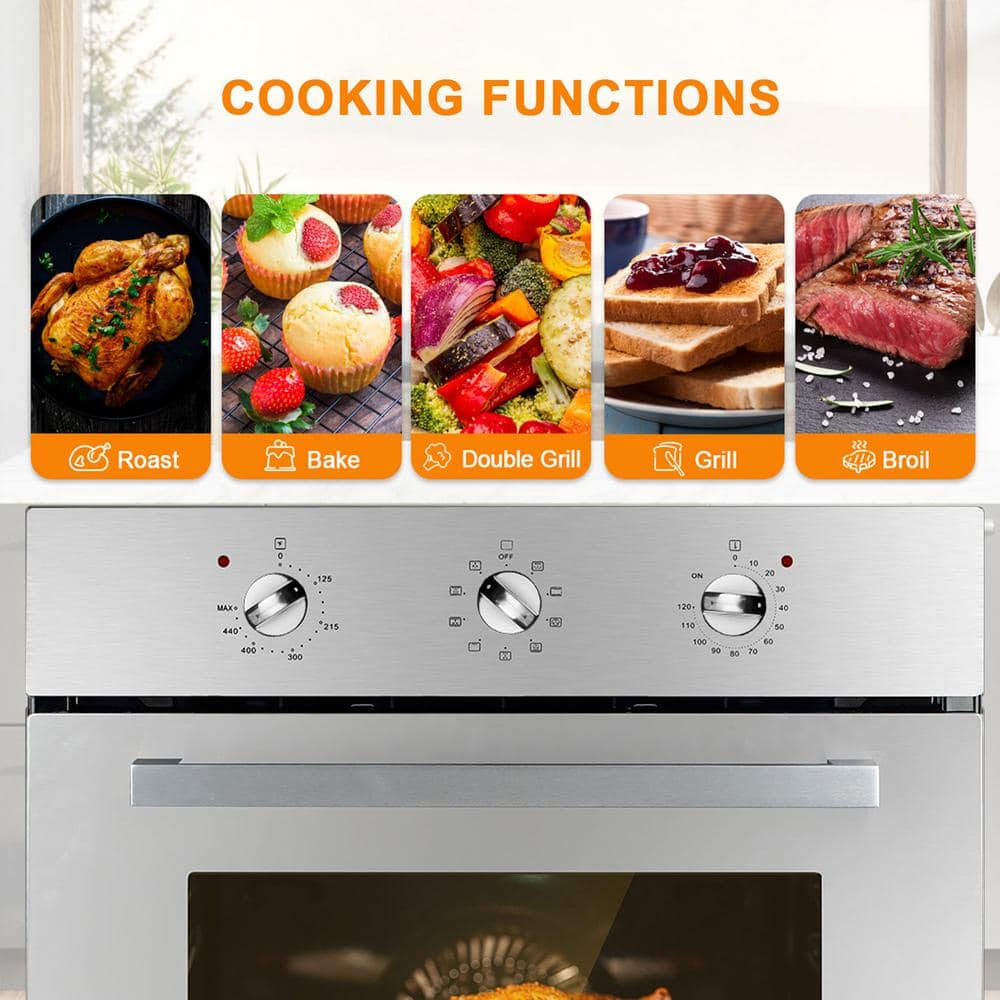 24-Inch Stainless Steel Convection Wall Oven with Rotisserie