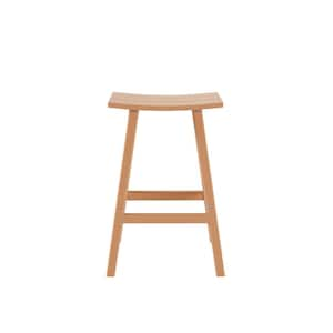 Franklin Teak 29 in. Poly HDPE Fade Resistant Outdoor Patio Saddle Seat Pub Height Bar Stool