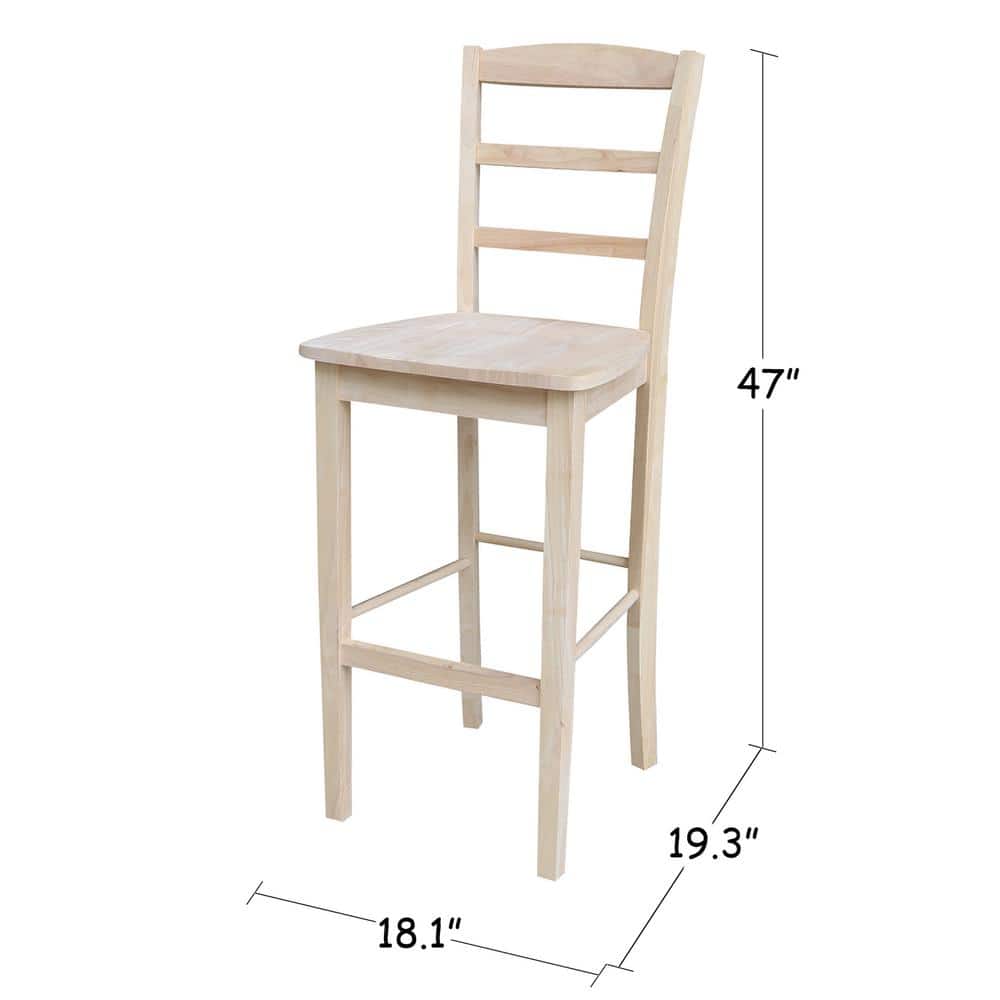 Madrid 30-Inch Unfinished Parawood Bar Stool