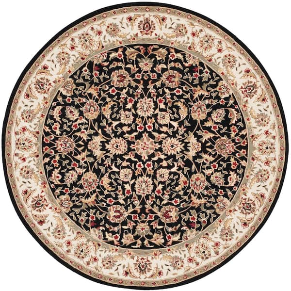 SAFAVIEH Chelsea Black 8 ft. x 8 ft. Round Speckled Border Floral Area Rug