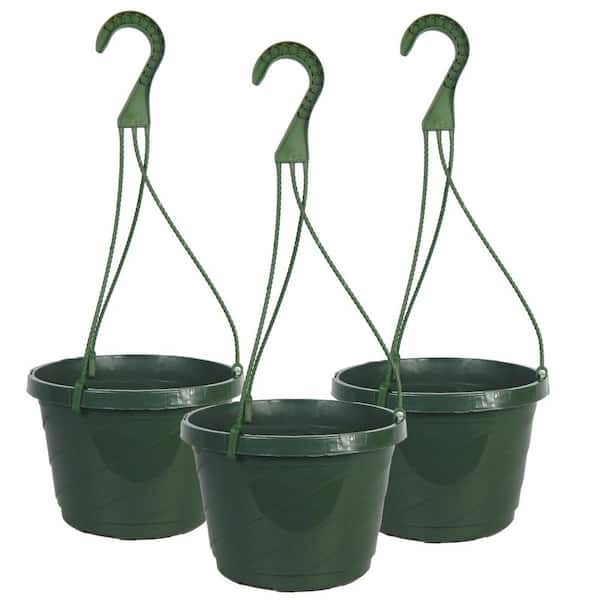 8 in. Green Plastic Hanging Basket (3 Pack)