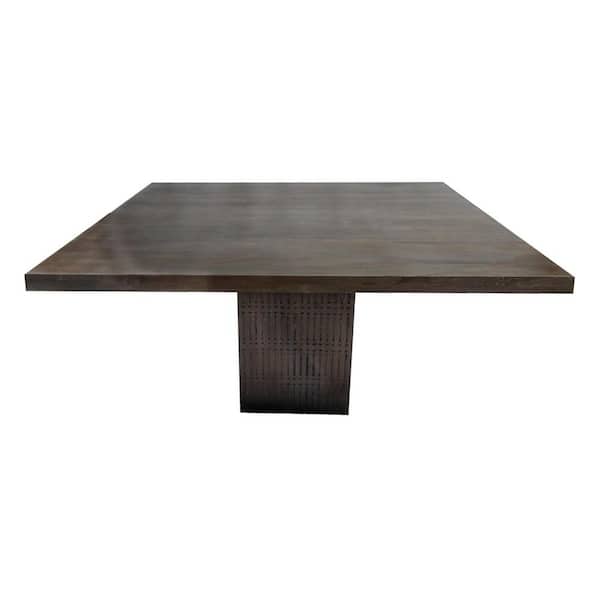 HomeRoots Brown Solid Wood 42 in. x 42 in. x31 in. Pedestal Dining Table (Seats 4)