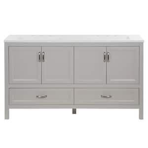 Gracenote 60 in. W x 19 in. D x 35 in. H Double Sink  Bath Vanity in Light Gray with White Cultured Marble Top