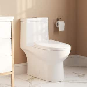 Ally 1-Piece 1.1/1.6 GPF Dual-Flush Elongated Toilet in Glossy White with Comfort Seat Height (Seat Included)