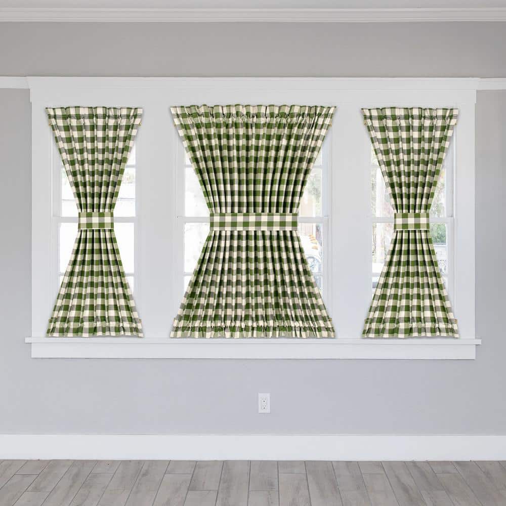 Sage Buffalo Check Light-Filtering Cotton Polyester Door Curtain Panel