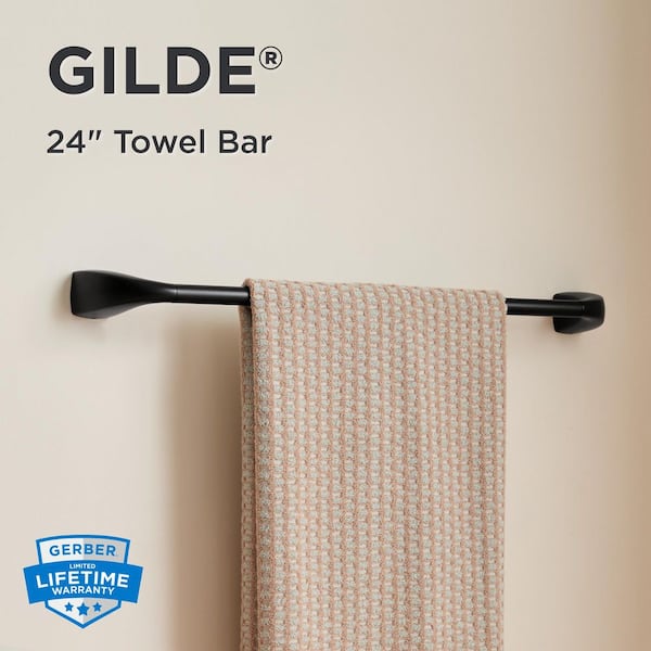 Gilde 24 in. Wall Mounted Towel Bar in Satin Black