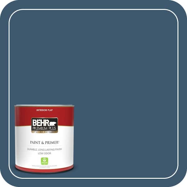BEHR PREMIUM PLUS 1 qt. #BXC-24 Atlantic Tide Flat Low Odor Interior Paint & Primer