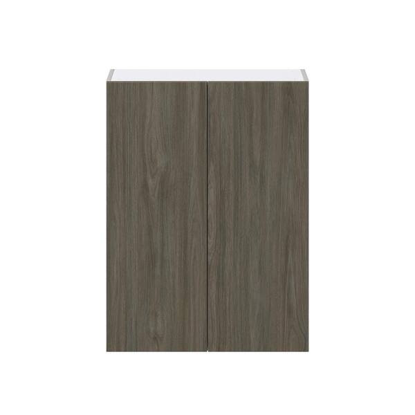 J COLLECTION Medora Textured 30 in. W x 40 in. H x 14 in. D Slab Walnut Assembled Wall Blind corner Kitchen Cabinet