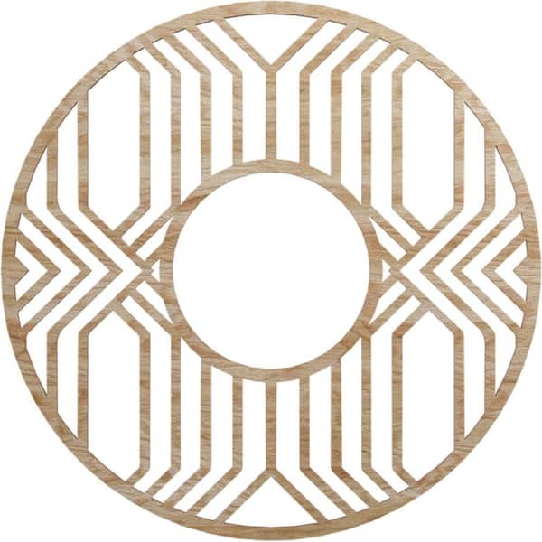 Ekena Millwork 24 in. x 24 in. x 1/4 in. Empire Wood Fretwork Pierced Ceiling Medallion, Red Oak