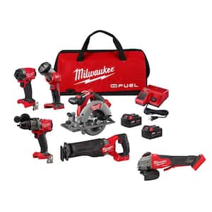 M18 FUEL 18V Lithium-Ion Brushless Cordless Combo Kit (5-Tool) with Brushless Grinder w/Variable Speed and Paddle Switch