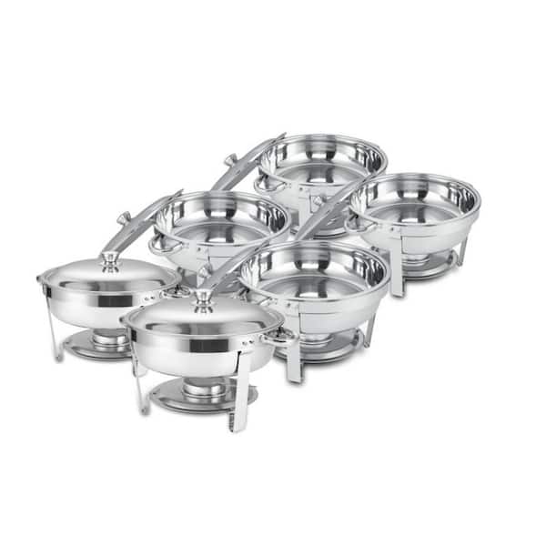FUNKOL 5 qt. 6-Pack Silver Stainless Steel Chafing Dish with Frame