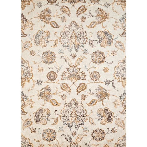 United Weavers Bridges Via Vicosa Linen 9 ft. 10 in. x 13 ft. 2 in. Abstract Olefin Area Rug