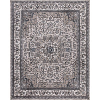 Angora Ivory 9 ft. x 13 ft. Medallion Area Rug